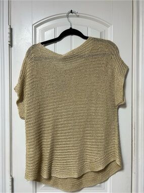 Ralph Lauren Open-Knit Scoop Neck Short Sleeve Sweater - Beige